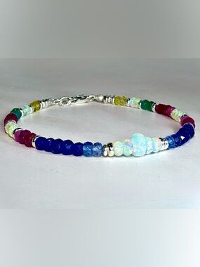 💛💙 💚❤️"Kaleidoscope" Multi-Sapphire & Ethiopian Opal Bracelet